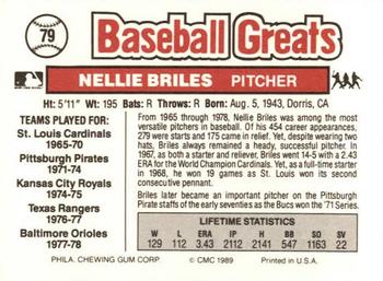 1989 Swell Baseball Greats #79 Nellie Briles Back