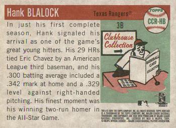 2004 Topps Heritage - Clubhouse Collection Relics #CCR-HB Hank Blalock Back