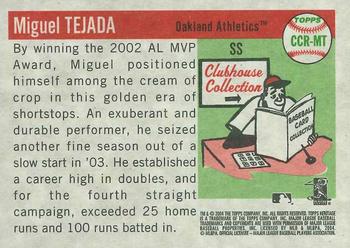 2004 Topps Heritage - Clubhouse Collection Relics #CCR-MT Miguel Tejada Back