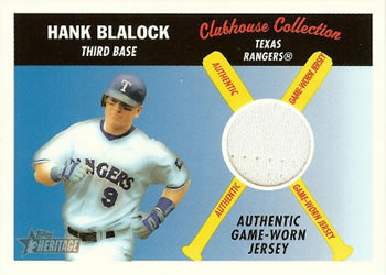 2004 Topps Heritage - Clubhouse Collection Relics #CCR-HB Hank Blalock Front