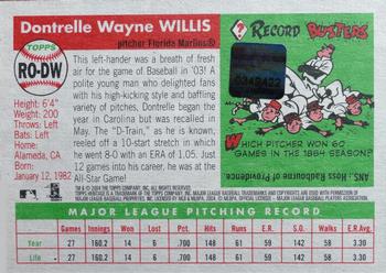 2004 Topps Heritage - Real One Autographs #RO-DW Dontrelle Willis Back
