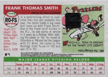 2004 Topps Heritage - Real One Autographs #RO-FS Frank Smith Back