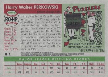 2004 Topps Heritage - Real One Autographs #RO-HP Harry Perkowski Back