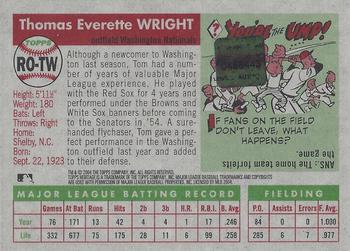 2004 Topps Heritage - Real One Autographs #RO-TW Tom Wright Back
