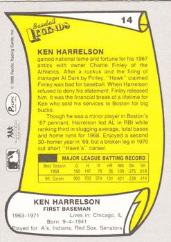 1988 Pacific Legends I #14 Ken Harrelson Back