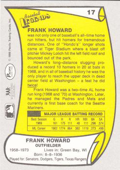 1988 Pacific Legends I #17 Frank Howard Back