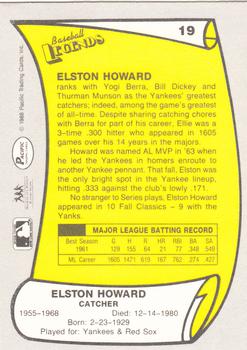 1988 Pacific Legends I #19 Elston Howard Back
