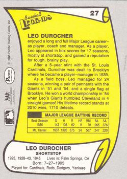 1988 Pacific Legends I #27 Leo Durocher Back