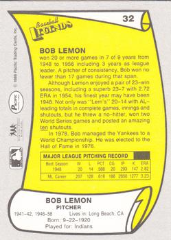 1988 Pacific Legends I #32 Bob Lemon Back