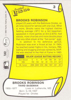 1988 Pacific Legends I #3 Brooks Robinson Back