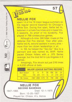1988 Pacific Legends I #57 Nellie Fox Back