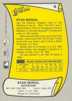1988 Pacific Legends I #6 Stan Musial Back