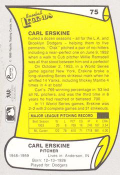 1988 Pacific Legends I #75 Carl Erskine Back