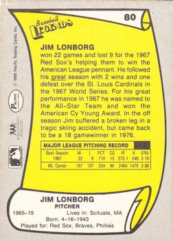 1988 Pacific Legends I #80 Jim Lonborg Back