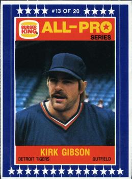 1986 Burger King All-Pro Series #13 Kirk Gibson Front