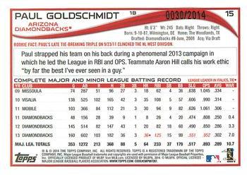 2014 Topps - Gold #15 Paul Goldschmidt Back
