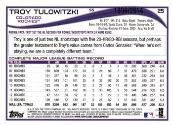 2014 Topps - Gold #25 Troy Tulowitzki Back