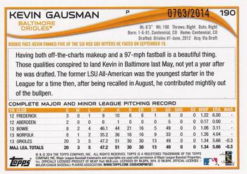 2014 Topps - Gold #190 Kevin Gausman Back