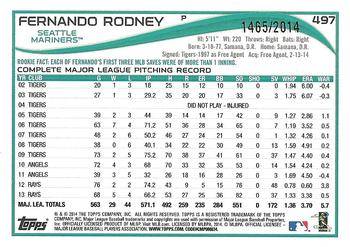 2014 Topps - Gold #497 Fernando Rodney Back