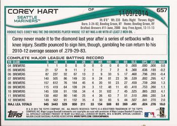 2014 Topps - Gold #657 Corey Hart Back