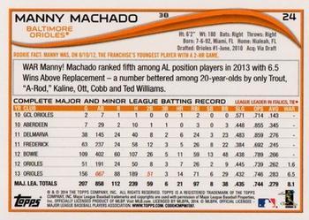 2014 Topps - Red Foil #24 Manny Machado Back