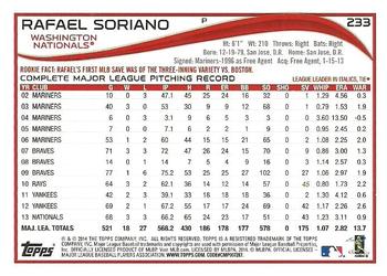 2014 Topps - Red Foil #233 Rafael Soriano Back