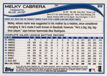 2014 Topps - Blue #99 Melky Cabrera Back