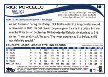 2014 Topps - Blue #384 Rick Porcello Back
