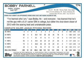 2014 Topps - Green #174 Bobby Parnell Back