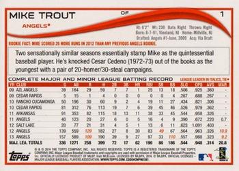 2014 Topps - Yellow #1 Mike Trout Back