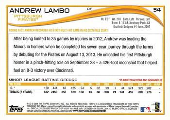 2014 Topps - Yellow #54 Andrew Lambo Back