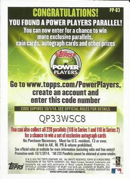 2014 Topps - Power Players #PP-63 Matt Davidson Back