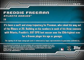 2014 Topps - Trajectory Autographs #TA-FF Freddie Freeman Back