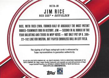 2014 Topps - All Rookie Cup Team Autographs #RCTA-JR Jim Rice Back