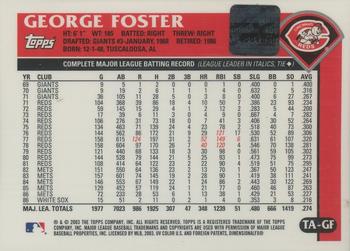 2003 Topps Retired Signature Edition - Autographs #TA-GF George Foster Back