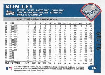 2003 Topps Retired Signature Edition - Black #107 Ron Cey Back