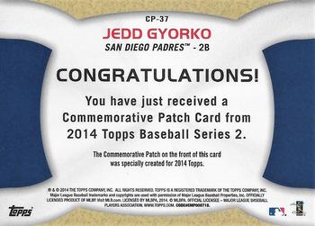 2014 Topps - Commemorative Patches #CP-37 Jedd Gyorko Back
