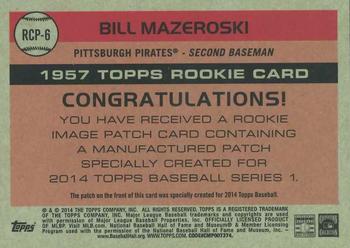 2014 Topps - Commemorative Rookie Patches #RCP-6 Bill Mazeroski Back