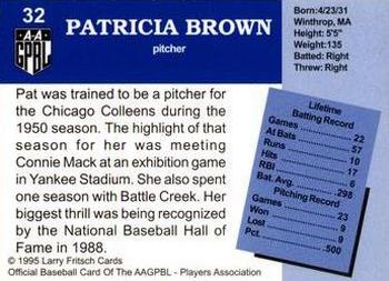 1995 Fritsch AAGPBL Series 1 #32 Pat Brown Back
