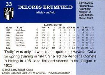1995 Fritsch AAGPBL Series 1 #33 Delores Brumfield Back