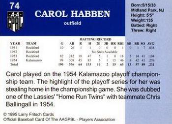 1995 Fritsch AAGPBL Series 1 #74 Carol Habben Back