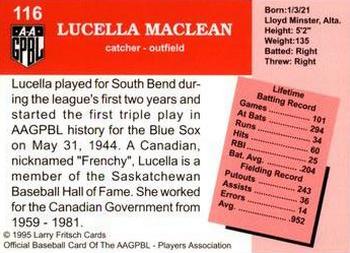 1995 Fritsch AAGPBL Series 1 #116 Lucella MacLean Back