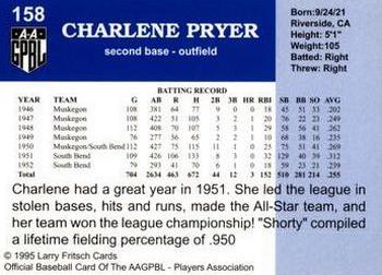 1995 Fritsch AAGPBL Series 1 #158 Charlene Pryer Back