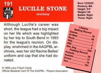 1995 Fritsch AAGPBL Series 1 #191 Lucille Stone Back