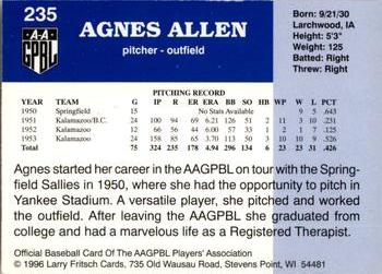1996 Fritsch AAGPBL Series 2 #235 Aggie Allen Back
