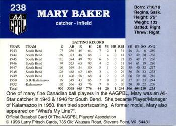 1996 Fritsch AAGPBL Series 2 #238 Mary Baker Back