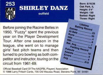 1996 Fritsch AAGPBL Series 2 #253 Shirley Danz Back