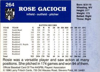 1996 Fritsch AAGPBL Series 2 #264 Rose Gacioch Back