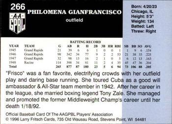1996 Fritsch AAGPBL Series 2 #266 Phil Gianfrancisco Back