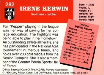 1996 Fritsch AAGPBL Series 2 #282 Pepper Kerwin Back